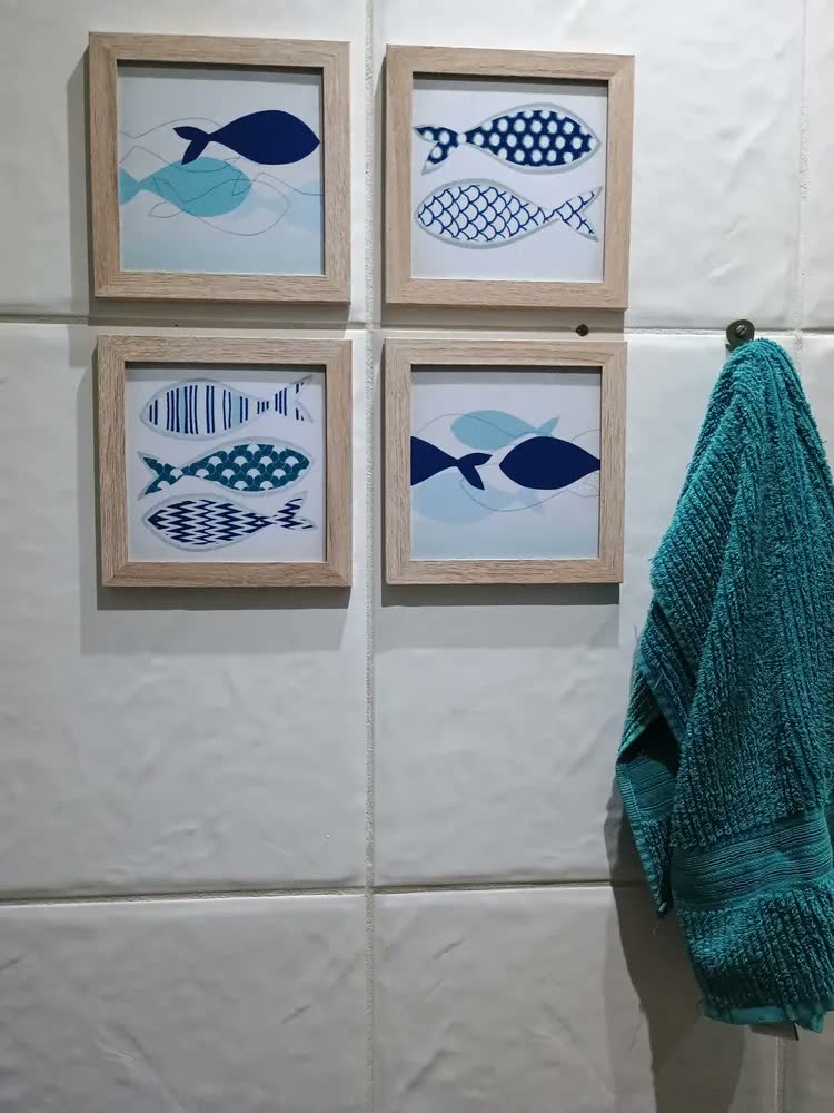 foto de Kit Quadro Decorativo Sala Cozinha Banheiro Lavabo Peixes