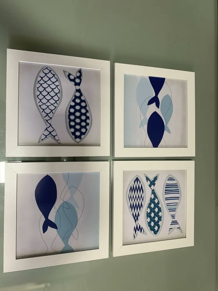foto de Kit Quadro Decorativo Sala Cozinha Banheiro Lavabo Peixes
