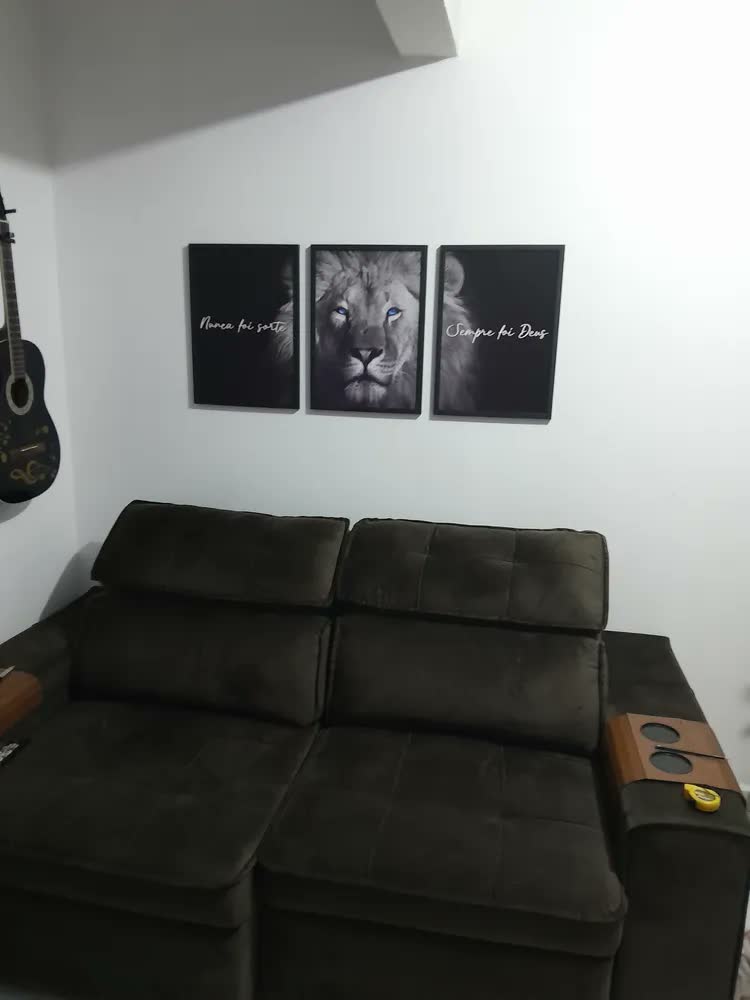 foto de Quadro Decorativo Leão Nunca Foi Sorte Sempre Foi Deus Azul