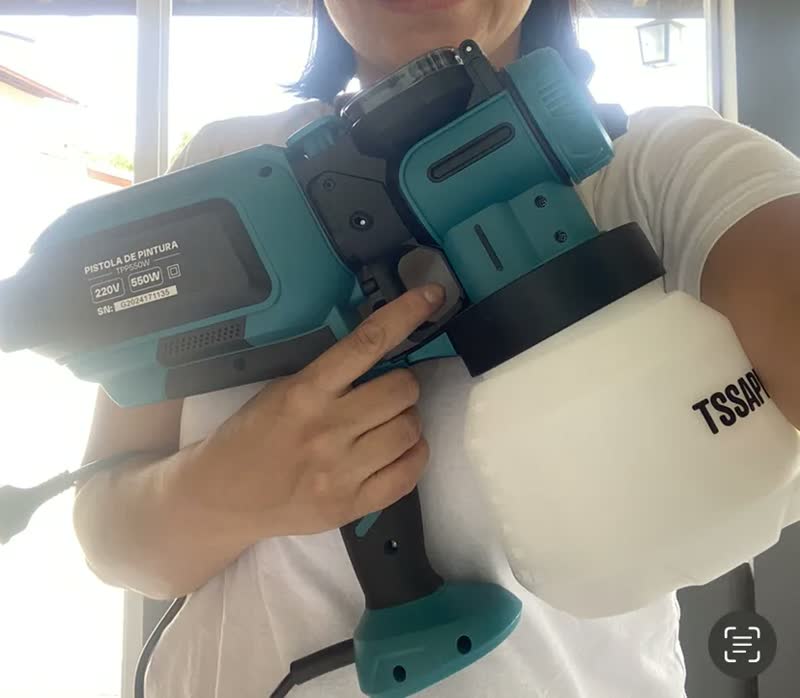 foto de Pulverizador Pistola Pintura Elétrica 550w 3 Bicos Tssaper Cor Azul-petróleo