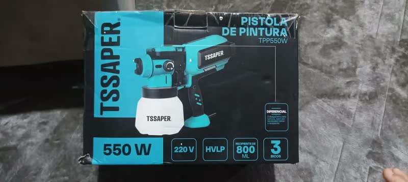 foto de Pulverizador Pistola Pintura Elétrica 550w 3 Bicos Tssaper Cor Azul-petróleo