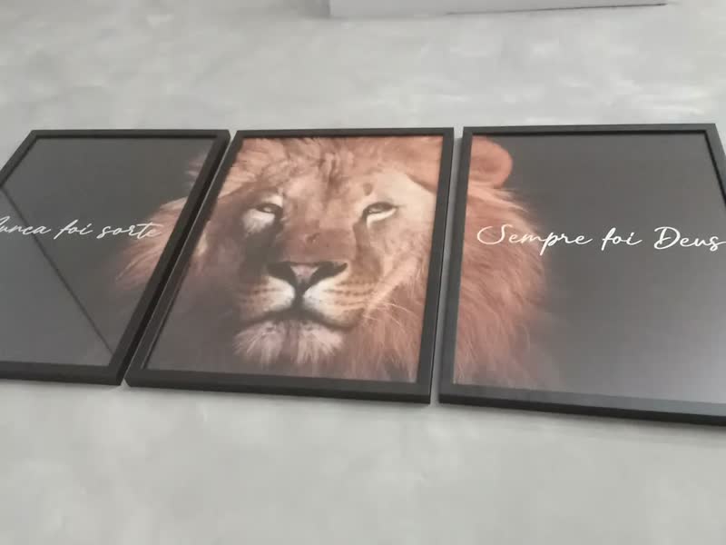 foto de Quadro Decorativo Leão Nunca Foi Sorte Sempre Foi Deus Vidro