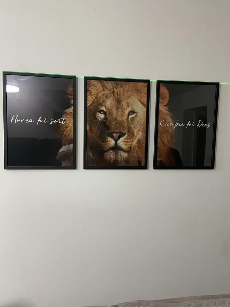 foto de Quadro Decorativo Leão Nunca Foi Sorte Sempre Foi Deus Vidro