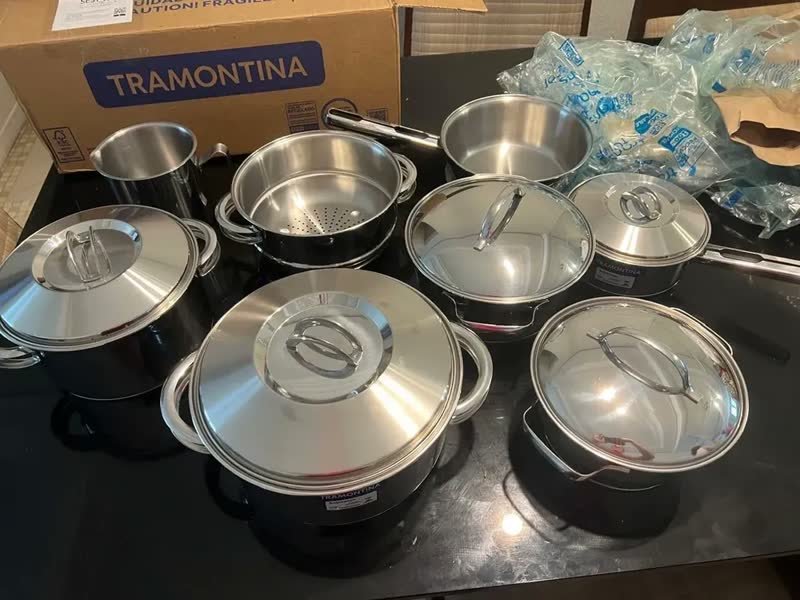 foto de Jogo De Panelas Inox Tramontina Allegra 2 Peças Indução