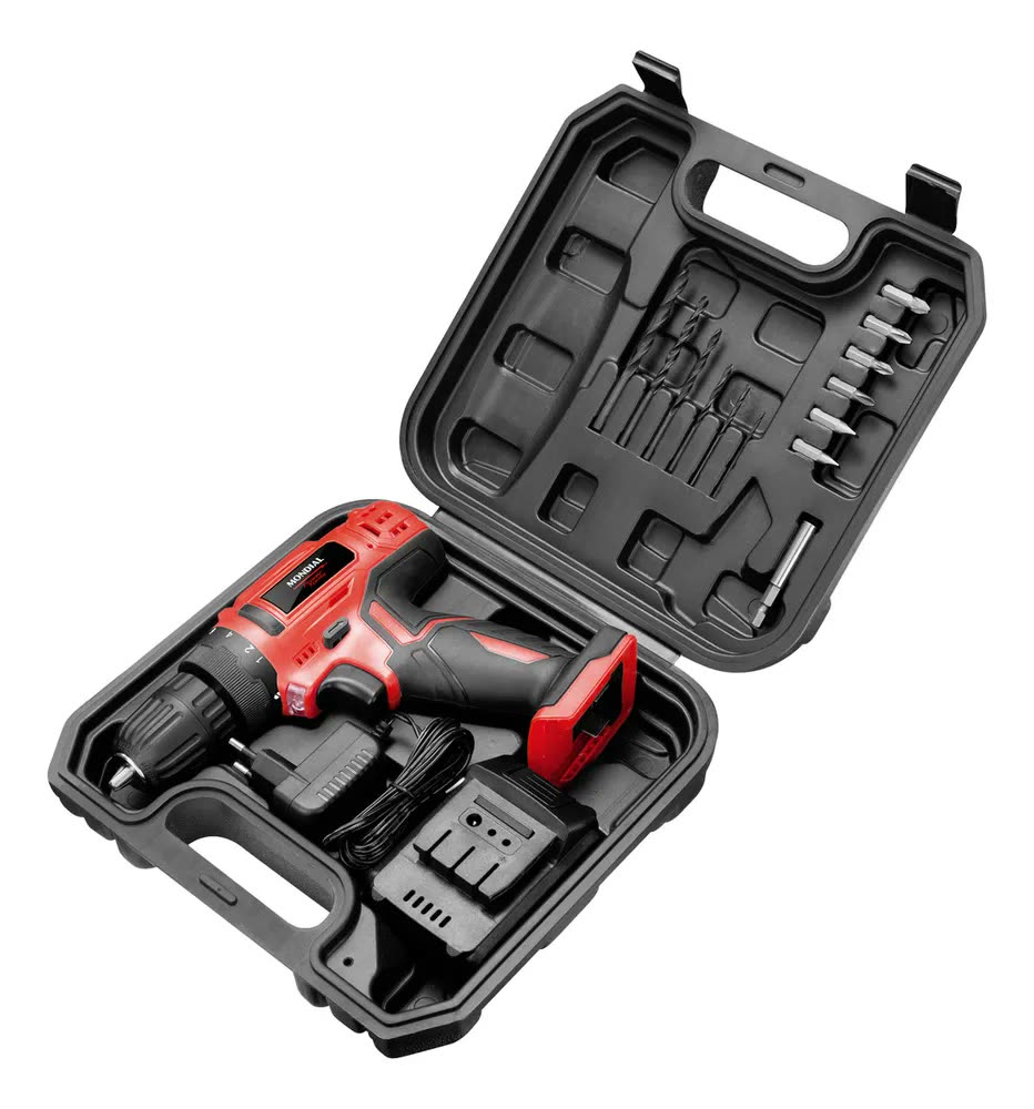 Furadeira e Parafusadeira à Bateria, Mondial, 12V - FPF-06M