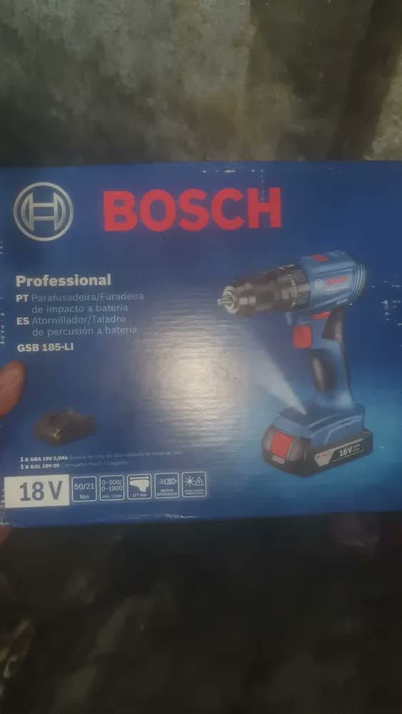 foto de Furadeira Parafusadeira Impacto Bosch S/ Fio Gsb185li-1 Bateria e Carregador