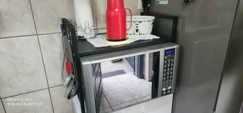 foto de Rack Metálico Multiuso Decoteam Ajustável Para Microondas Cor Preto