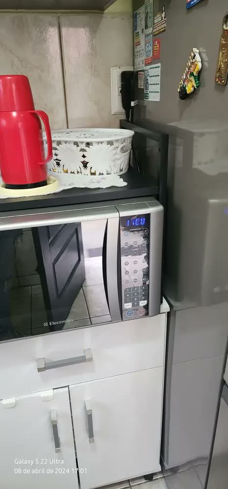 foto de Rack Metálico Multiuso Decoteam Ajustável Para Microondas Cor Preto