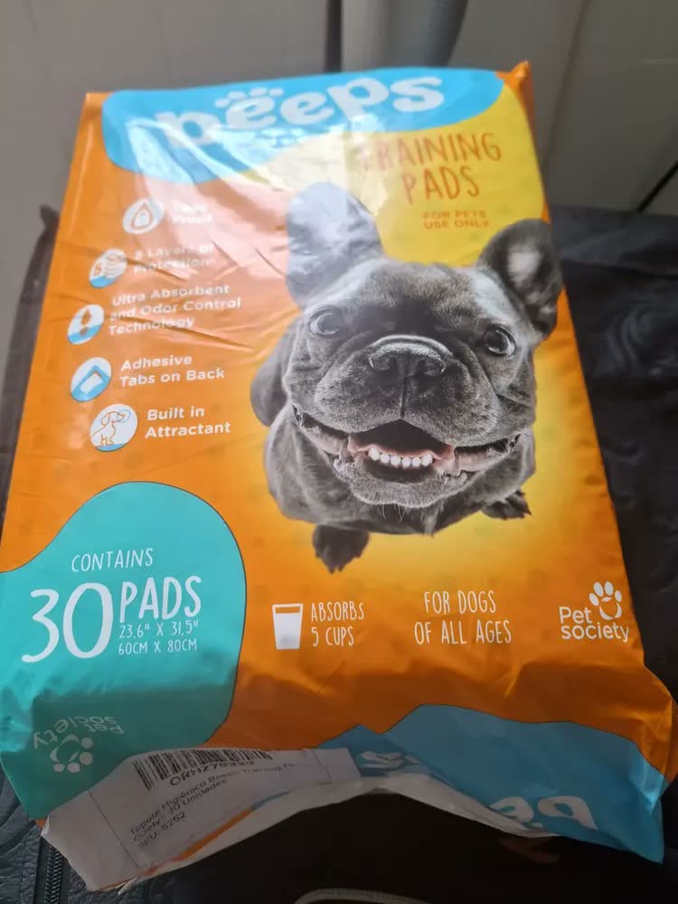 foto de Tapete Higiênico 80x60cm Grande Descartável Cães Beeps Pet Society 30 Unids