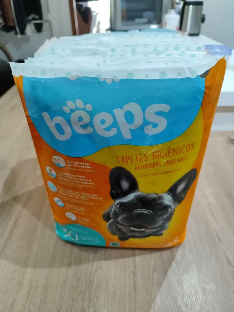 foto de Tapete Higiênico 80x60cm Grande Descartável Cães Beeps Pet Society 30 Unids