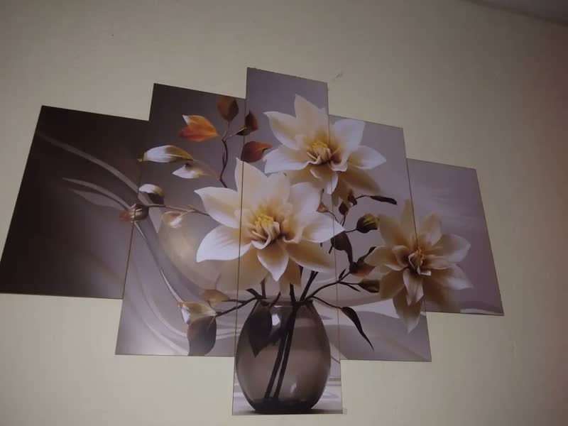 foto de Quadros Decorativos Vasos De Flores Mosaico Luxo Sala Quarto