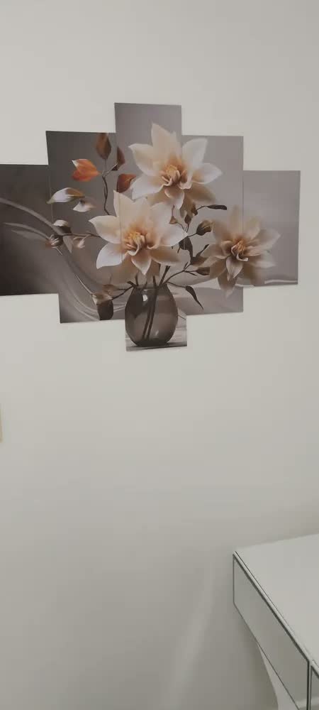 foto de Quadros Decorativos Vasos De Flores Mosaico Luxo Sala Quarto