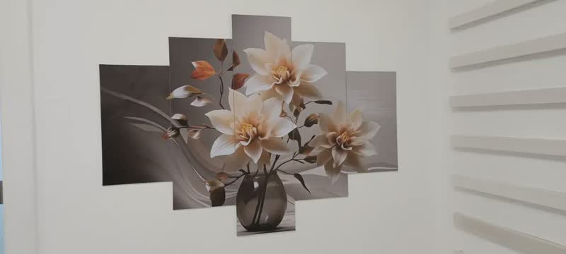 foto de Quadros Decorativos Vasos De Flores Mosaico Luxo Sala Quarto