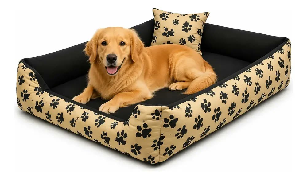 Cama Cachorro Lavável Para Cachorro Grande 70x80 Marrom Patinhas