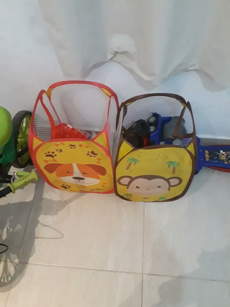 foto de Cesto Organizador Infantil Dobrável Amarelo Cachorrinho Zein Roupa Brinquedo