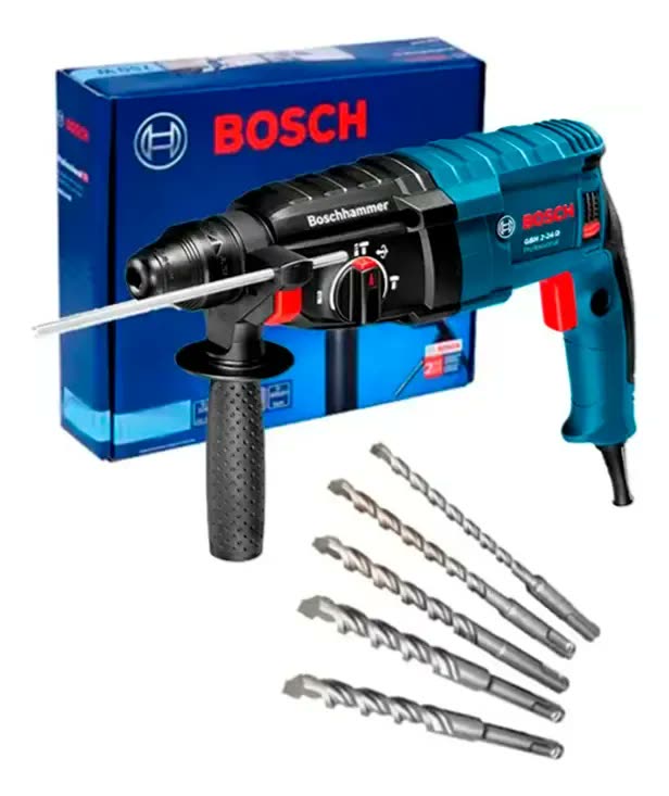 foto de Martelete Rotativo Rompedor Sds Bosch Gbh 2-24 D Kit Cor Azul