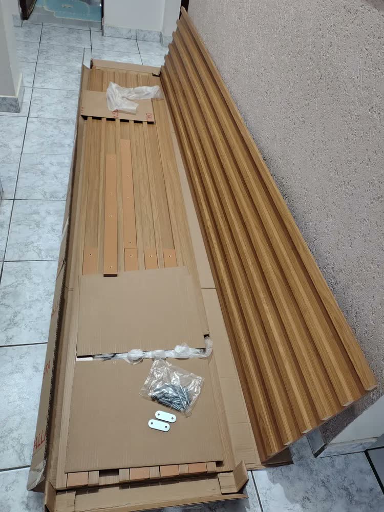 foto de Painel Decorativo Ripado MDF 89,5cm x 250cm Freijó