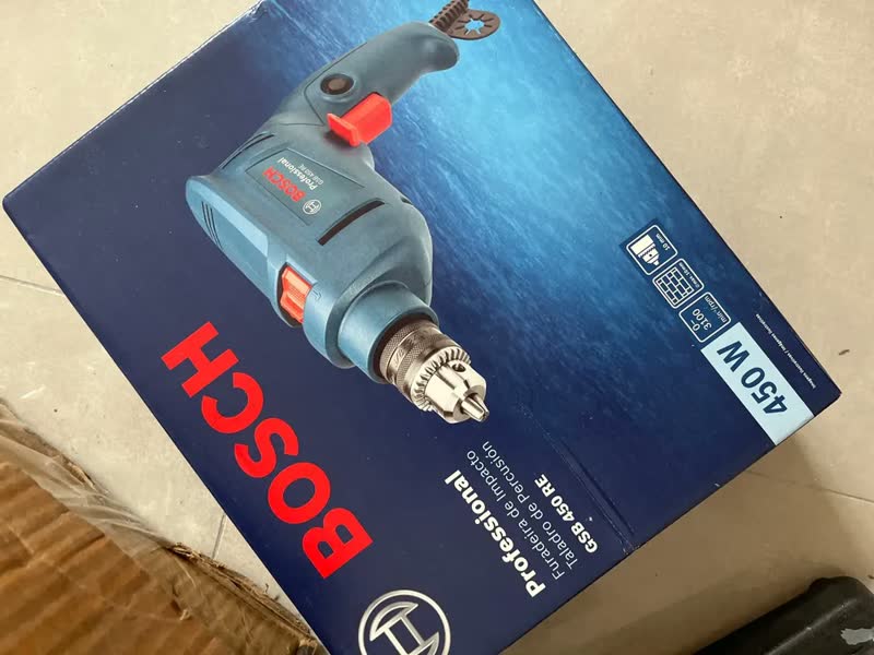 foto de Furadeira De Impacto Bosch Gsb 450 Re 450w Concreto E Metal Cor Azul-escuro Frequência 60