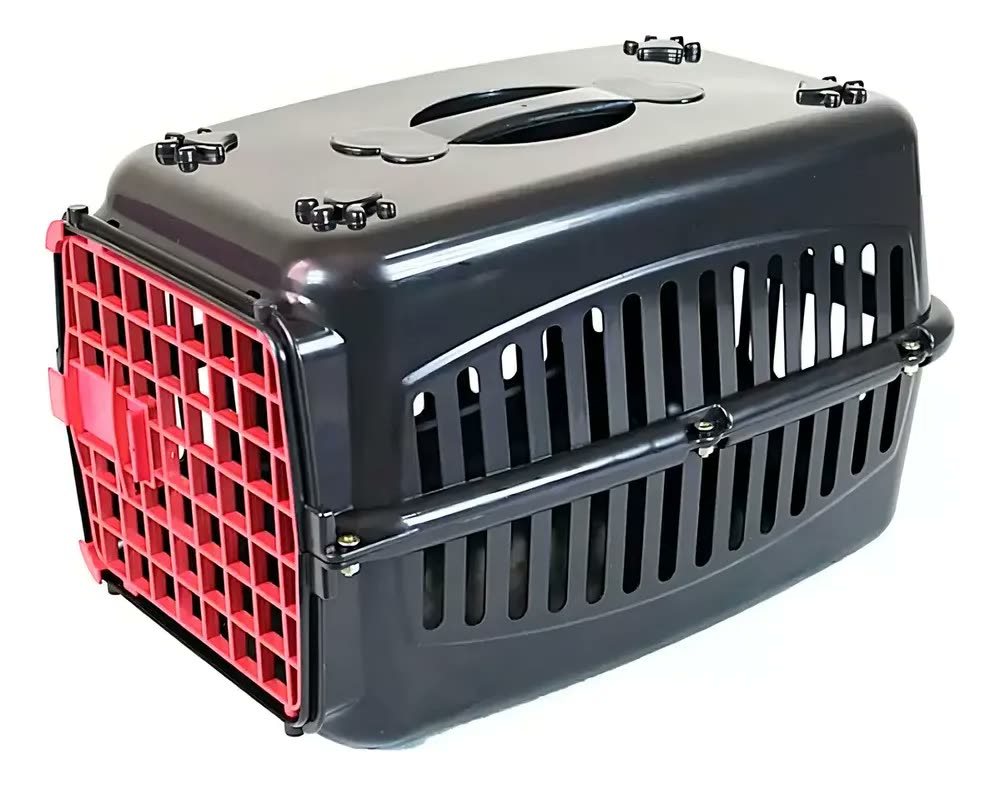 foto de Caixa Transporte Cachorro Gato Rb Pet Porta N3 Pequeno Médio Cor Vermelho
