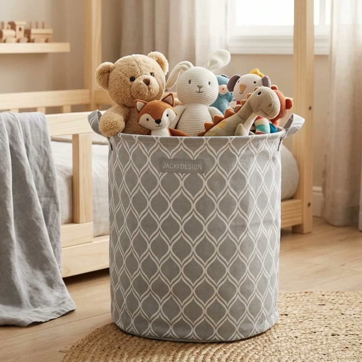 foto de Cesto De Roupa Infantil Bebê Brinquedo Tecido Grande C/ Alça