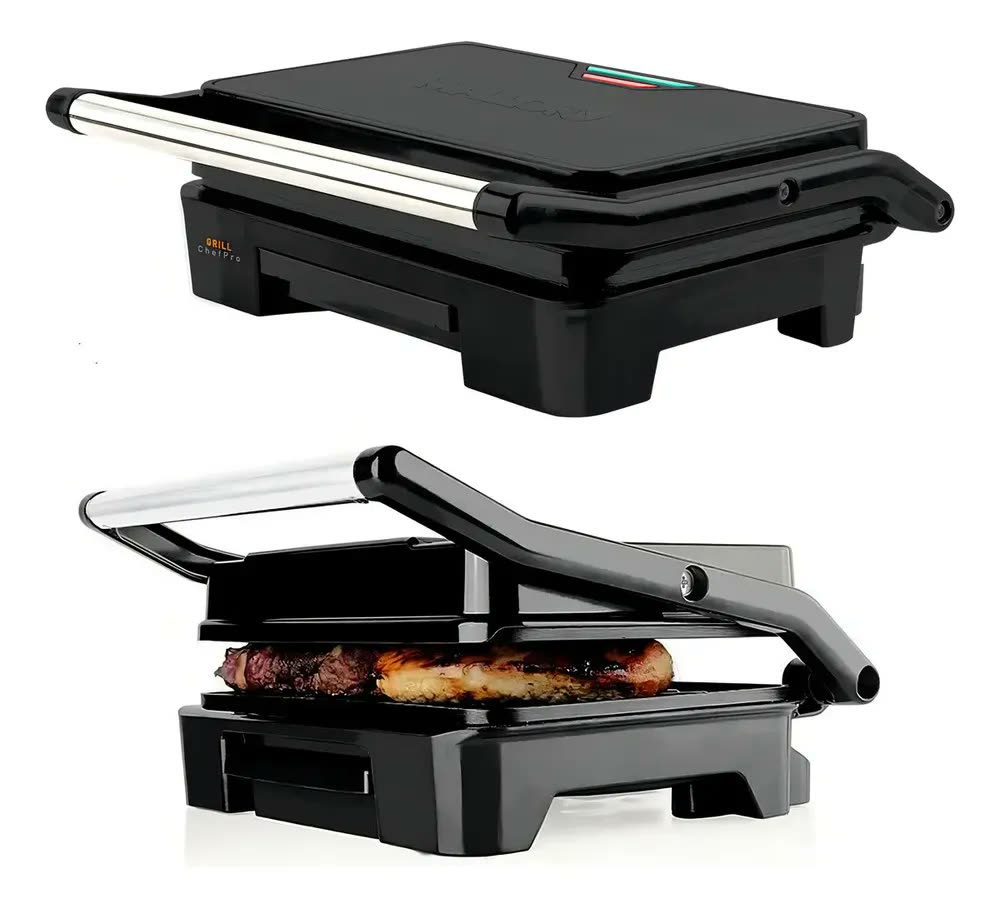 Grill sanduicheira Mallory Chefpro 900w Black Inox Antiaderente Cor Preto