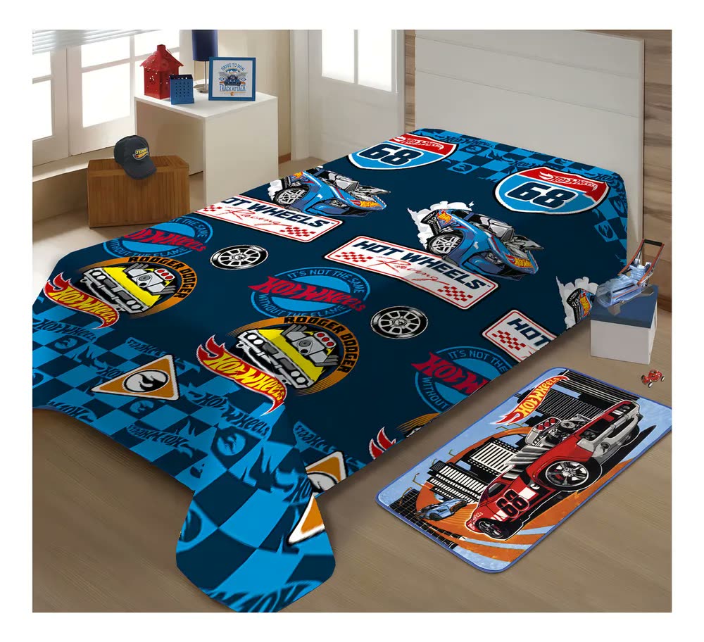 Manta Infantil Hot Wheels Jolitex 1,50x2,00m Microfibra
