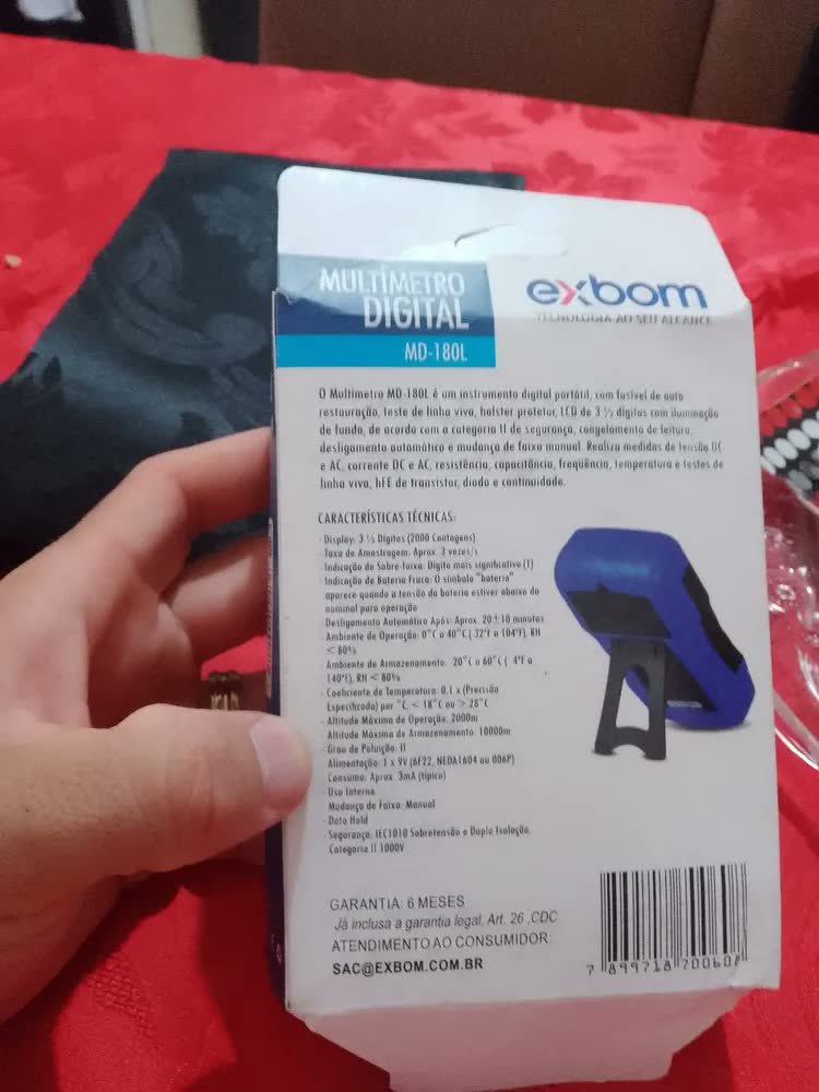 foto de Multímetro Digital Profissional Exbom MD-180L Portátil LCD