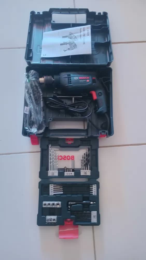 foto de Furadeira Impacto 1/2pol 850w Gsb16 Re Maleta Bosch + Kit Cor Azul