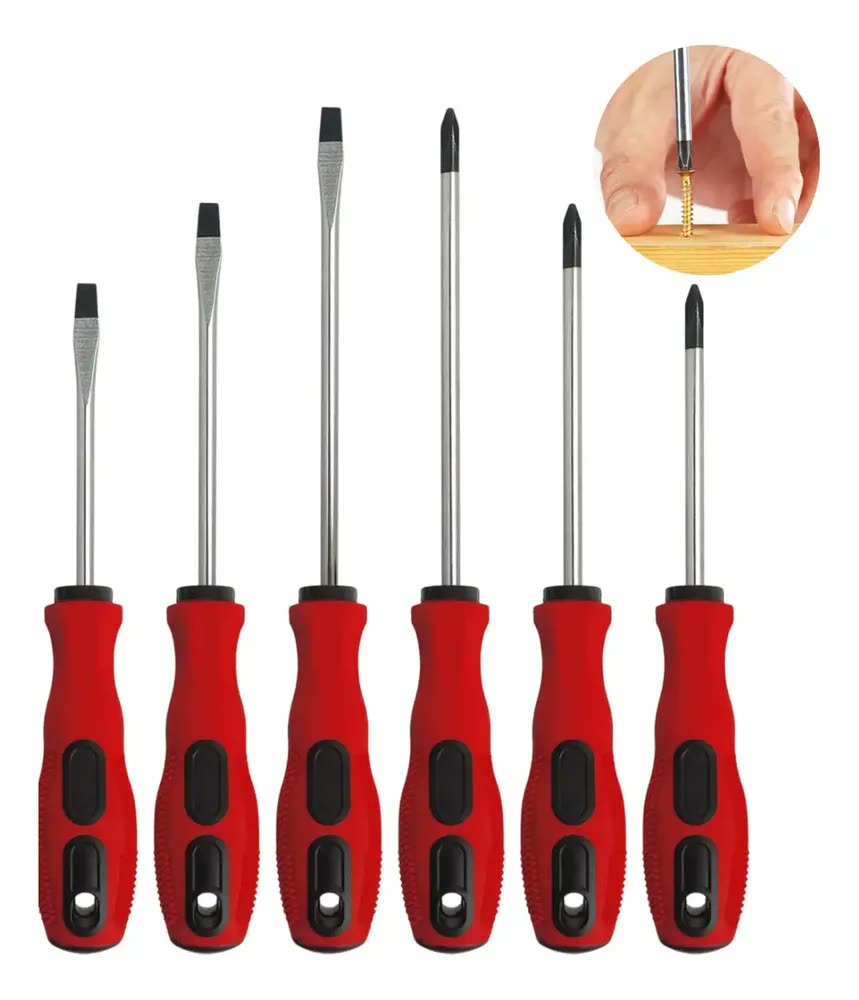 Kit 6 Chaves de Fenda Philips Gadan Cabo Ergonômico 4,5mm a 150mm