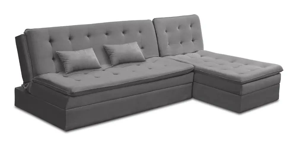 Sofá Cama King 5 Lugares 2,70m Alice Suede Várias Cores