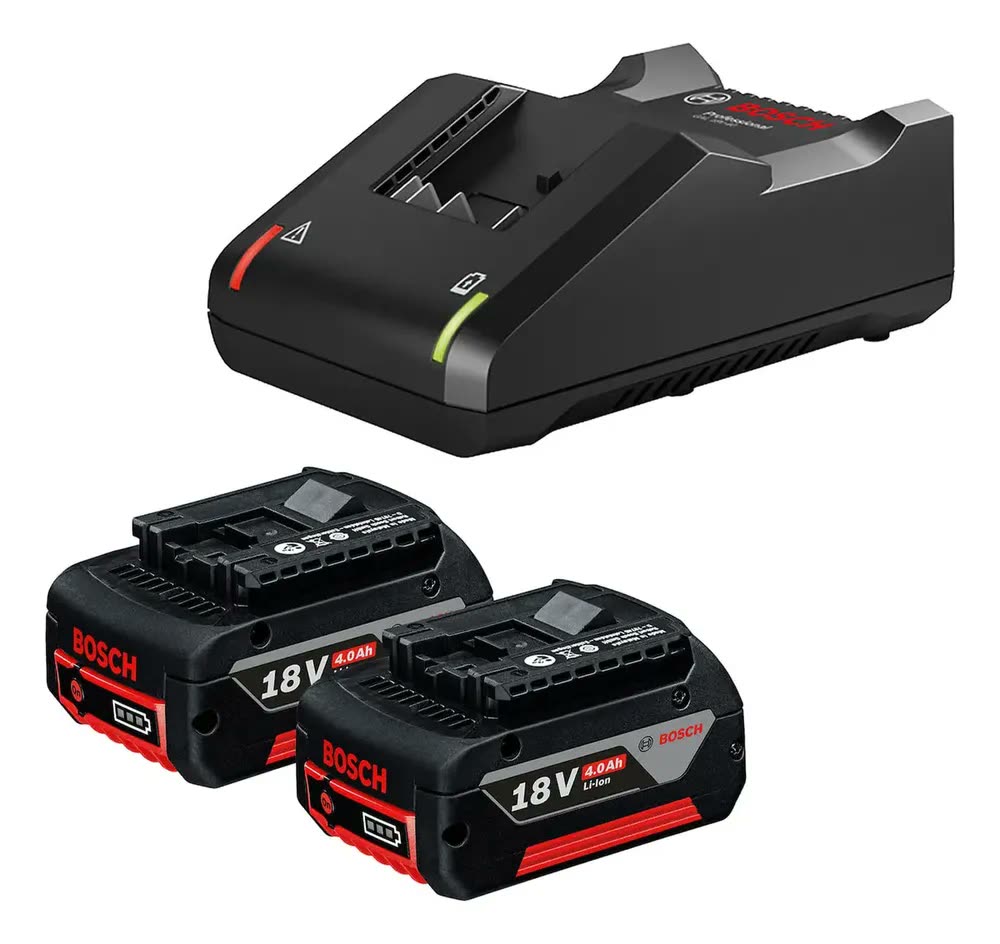 Kit Bosch 2 Baterias GBA 18V 4Ah + Carregador GAL 18V-40