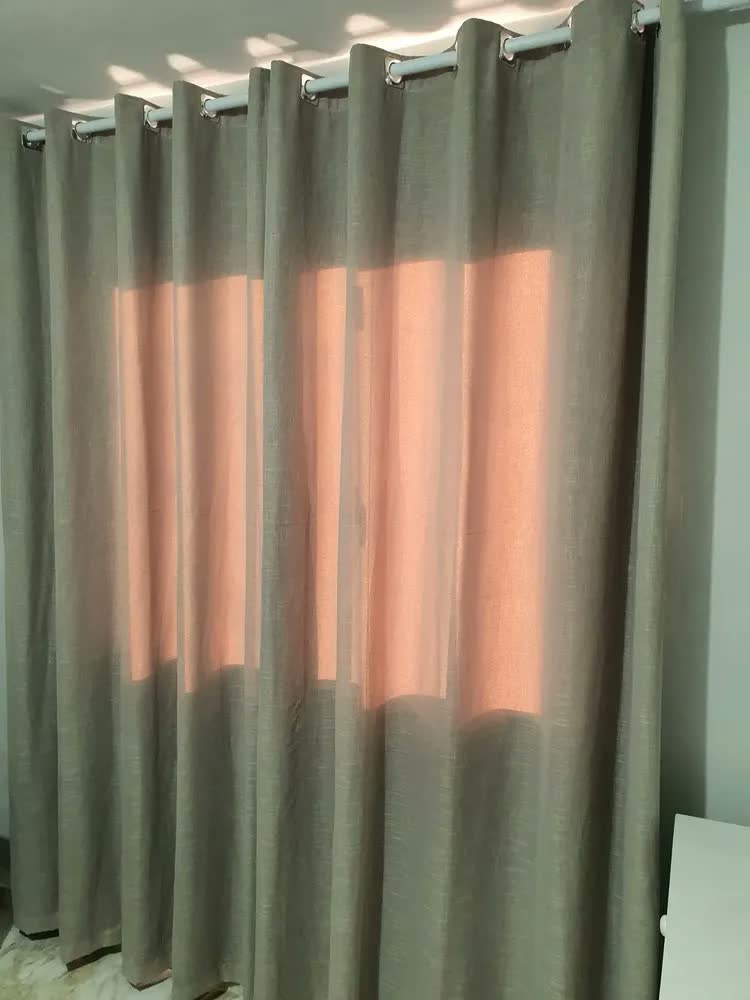 foto de Cortina Voil Gaze De Linho Com Forro Blackout 4,00x2,50 Lux