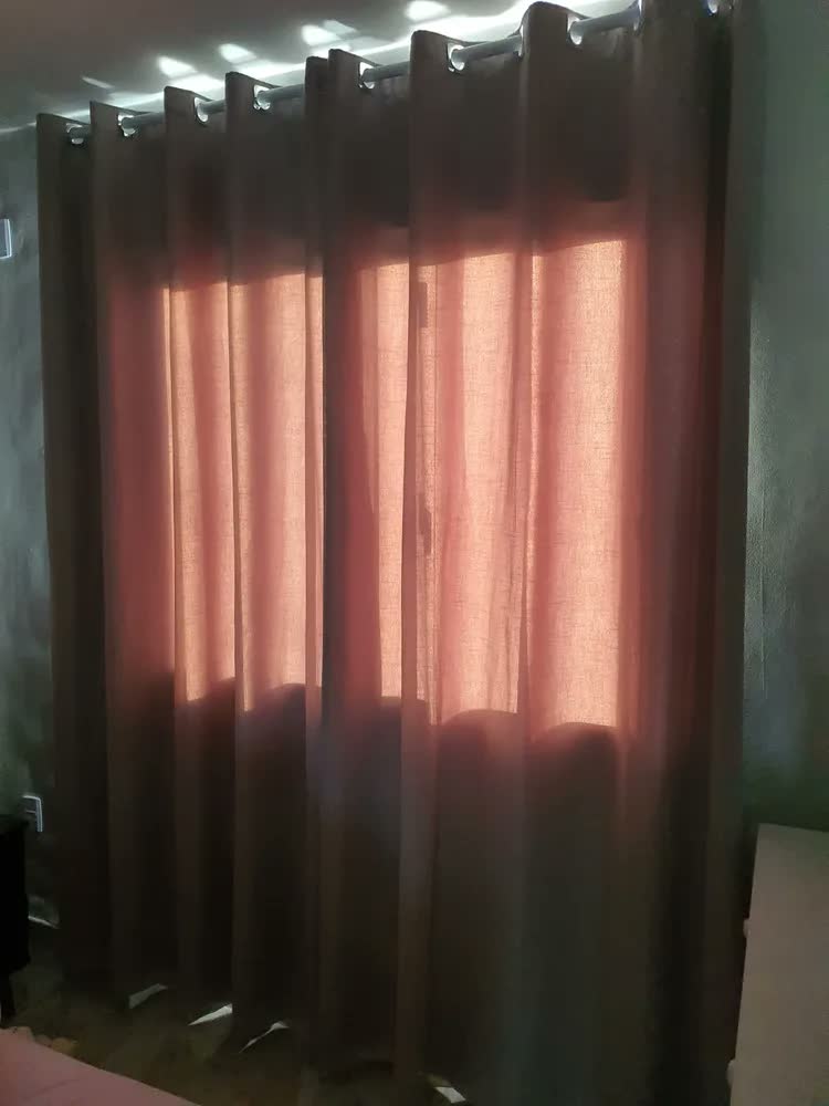 foto de Cortina Voil Gaze De Linho Com Forro Blackout 4,00x2,50 Lux