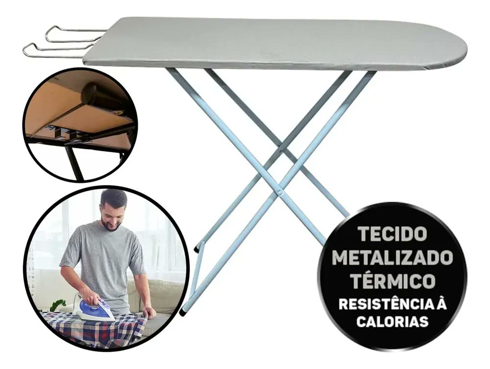 Tabua Mesa De Passar Roupa C/ 4 Regulagens Tecido Térmico
