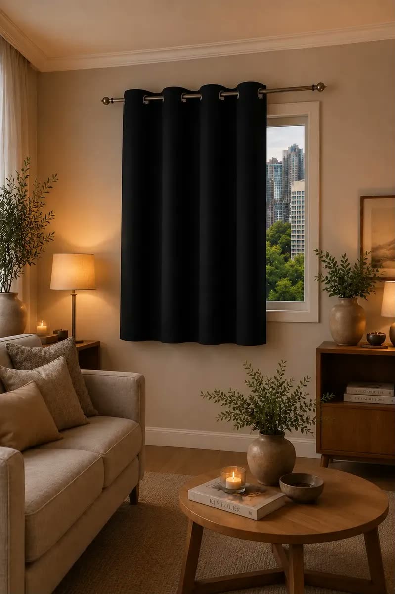 foto de Cortina Blackout De Pvc 1,10m X 1,30m Preto Corta Luz