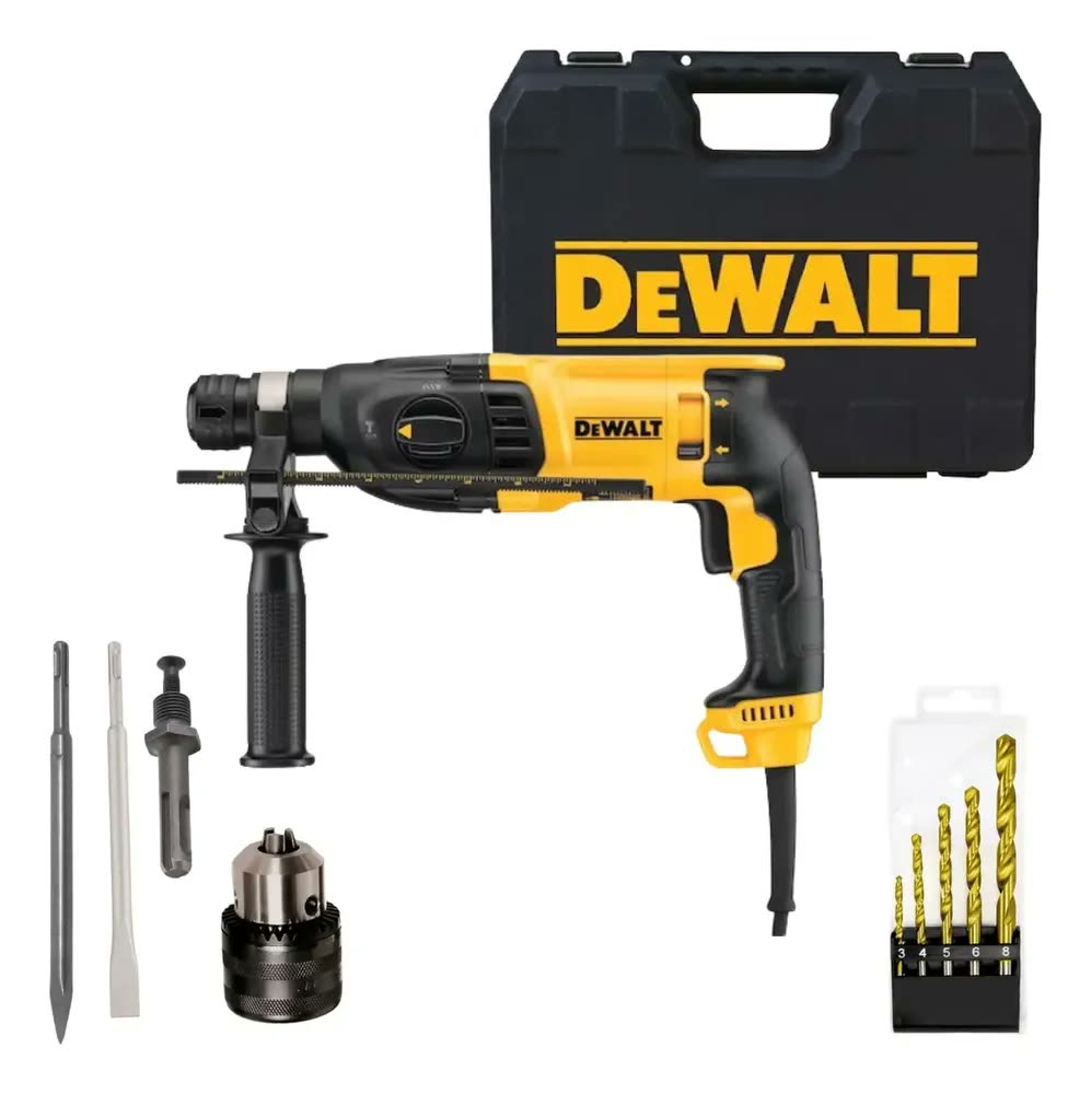 Martelete Combinado Sds 800w D25133k Dewalt + Kit Completo Cor Amarelo