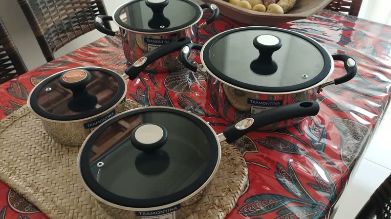 foto de Jogo De Panelas Aço Inox 4 Peças Solar Cerâmic Tramontina