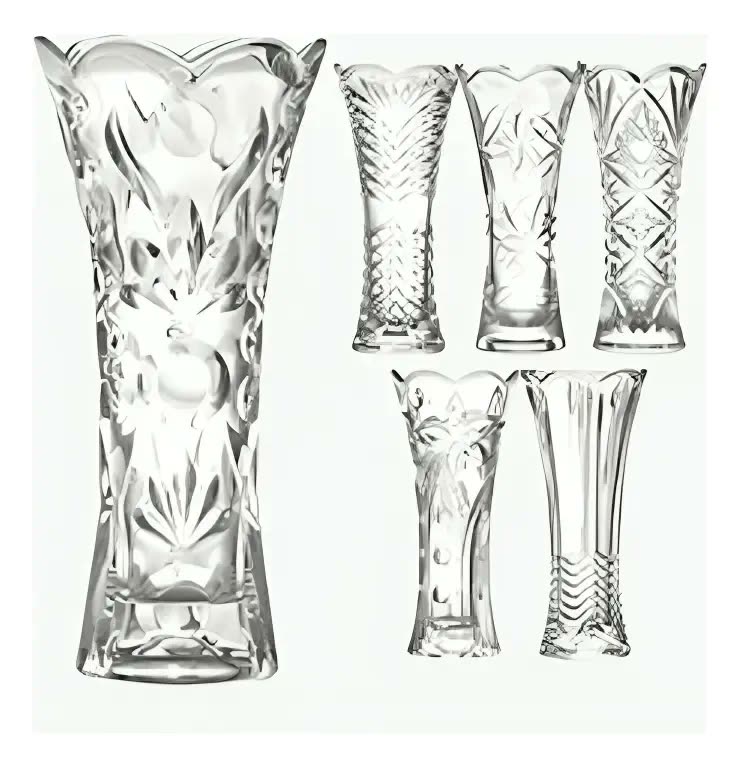 Vaso Decorativo Vidro Cristal Jarrinho Arranjo Flores Sala Cor Incolor Decorado