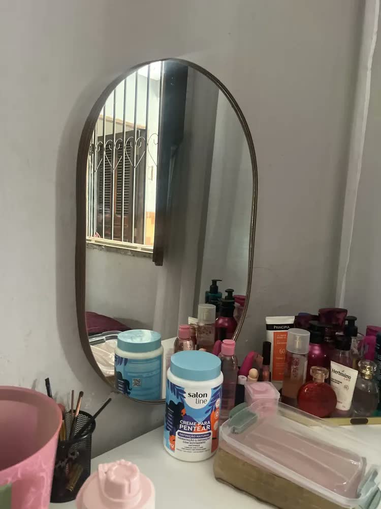 foto de Espelho Orgânico Moderno Sala Quarto Lavabo 64x44cm Pilula