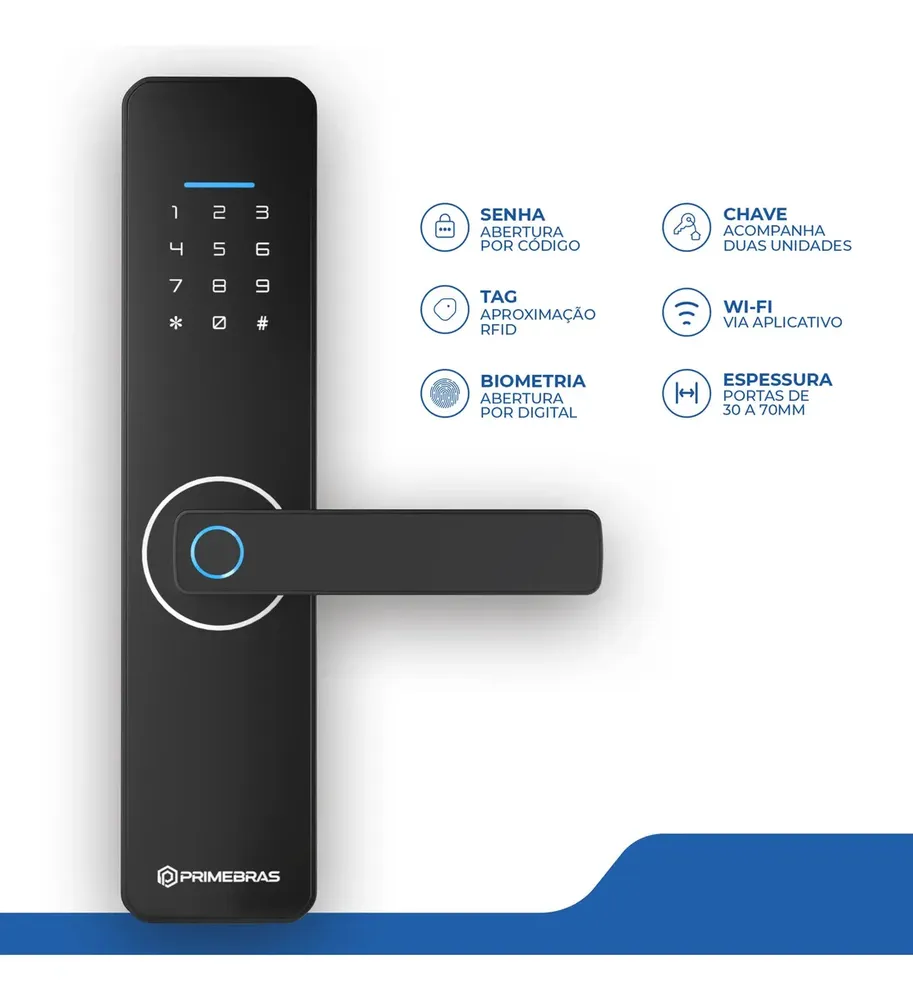 Fechadura Digital Eletrônica Senha Biometria E App Primebras