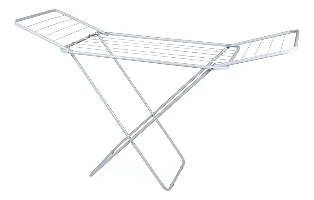Varal De Chão Reforçado C/abas Dobrável Retrátil Slim Mor Cor Branco