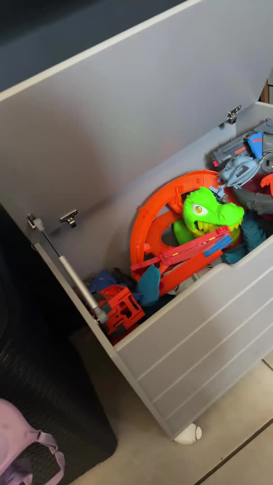 foto de Baú Caixa Organizadora De Brinquedos Infantil Cor Rose Menina MDF Licy-Moveis