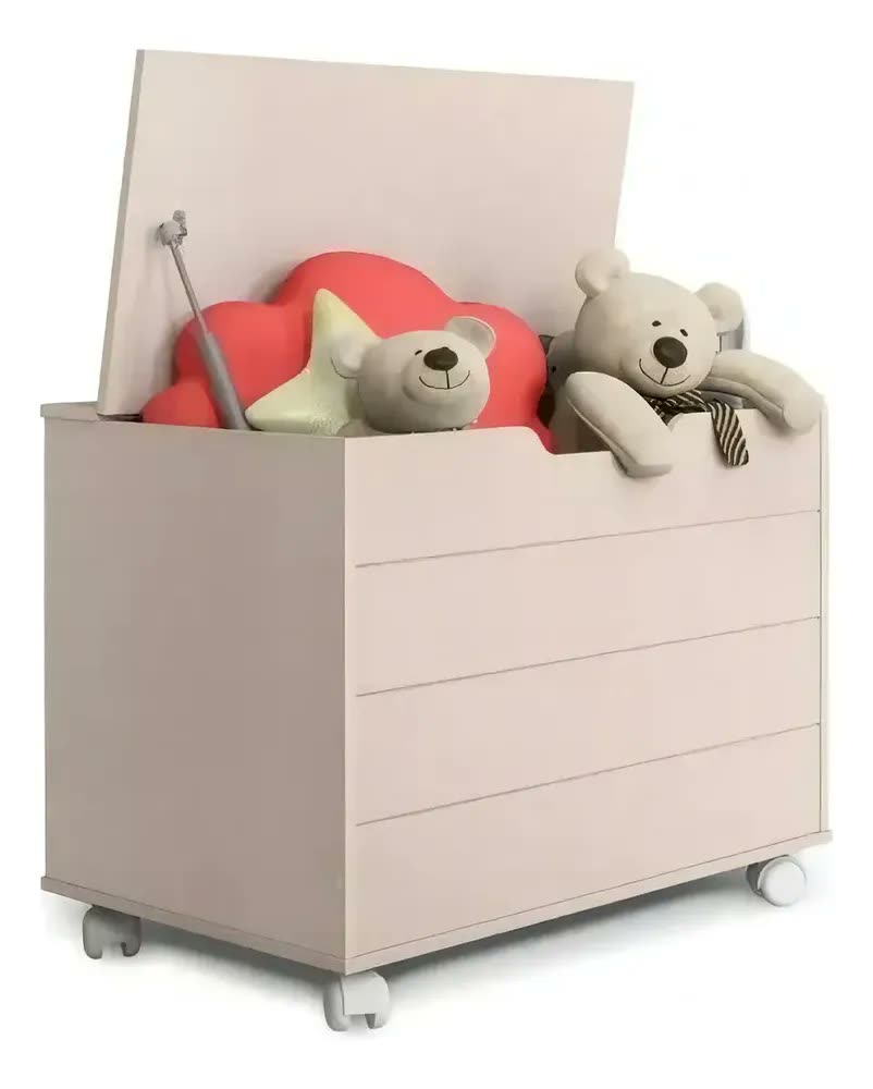 foto de Baú Caixa Organizadora De Brinquedos Infantil Cor Rose Menina MDF Licy-Moveis