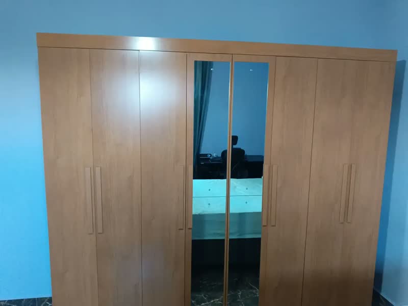 foto de Guarda-Roupa Casal Móveis Lopas Easy Slim 8 Portas Espelho Marrom Moderno
