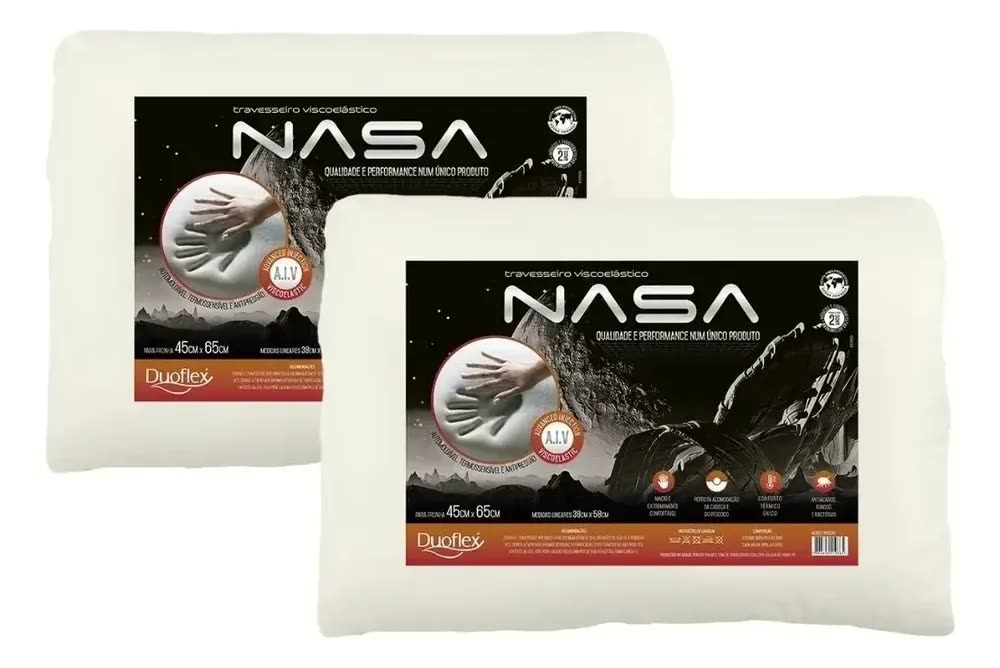 Kit 2 Travesseiro Nasa-x Viscoelástico Antiacaro Duoflex