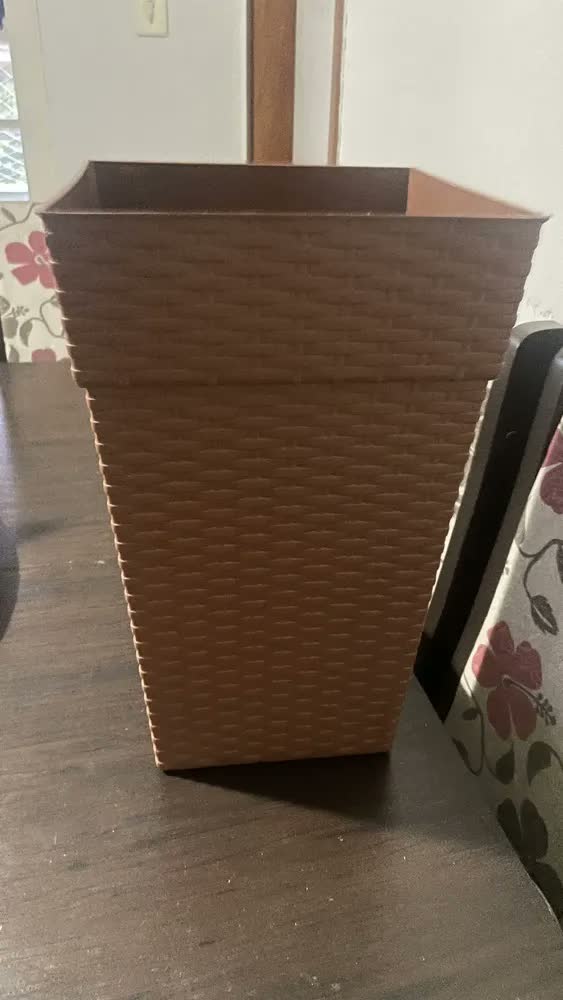 foto de Vaso De Plantas Decorativo Rattan 10l Casa Luxo Flores Sala