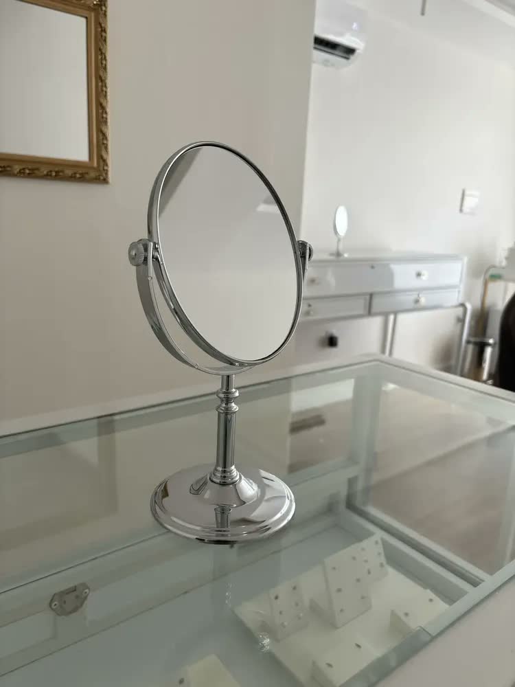 foto de Espelho De Mesa Oval Dupla Face Aumento 5x P/ Maquiagem