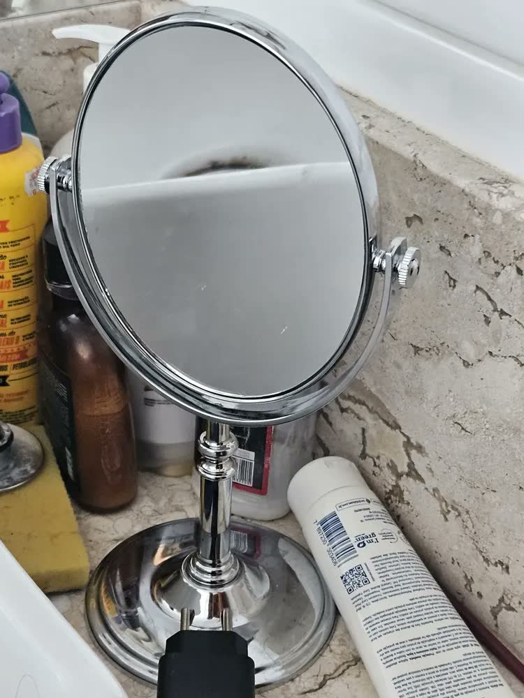 foto de Espelho De Mesa Oval Dupla Face Aumento 5x P/ Maquiagem