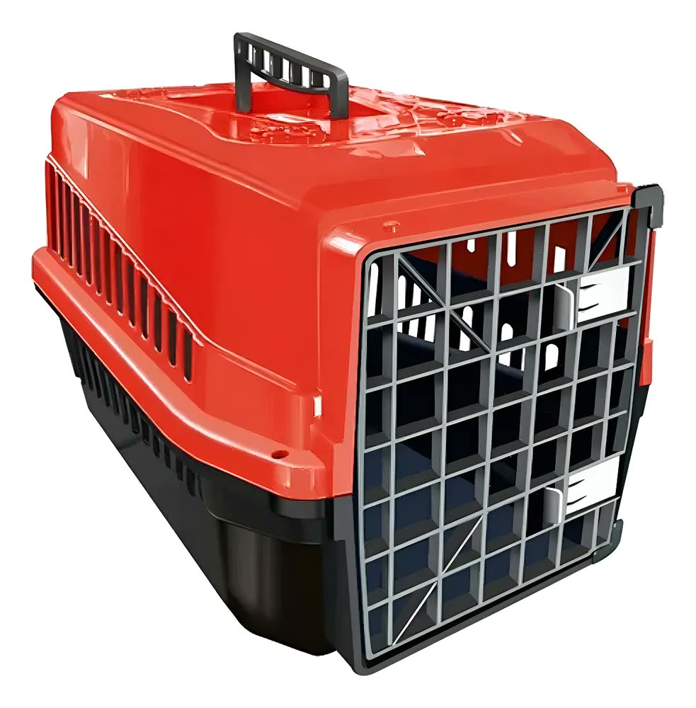 Caixa De Transporte Cães Gato Coelho Porte N5 Vermelho