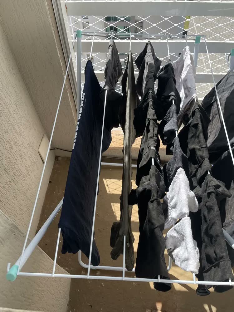 foto de Varal De Chão P/ Roupas Aço Slim Branco Dobrável Mor